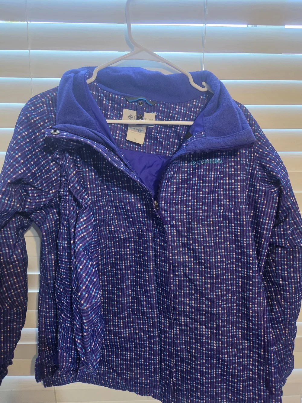 Columbia Kids Purple Multicolor Pattern Ski Jacket